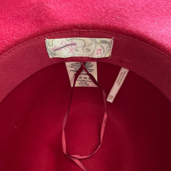 NWOT Free People Beau Red Hipster Hat 100% Wool Casual Hippie Brimmed Band O/S - Picture 4 of 6